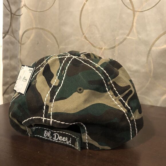 Oh Deer Camo Hat Cap KBETHOS Vintage Distressed Adjustable Hook & Loop Strapback - Picture 6 of 9